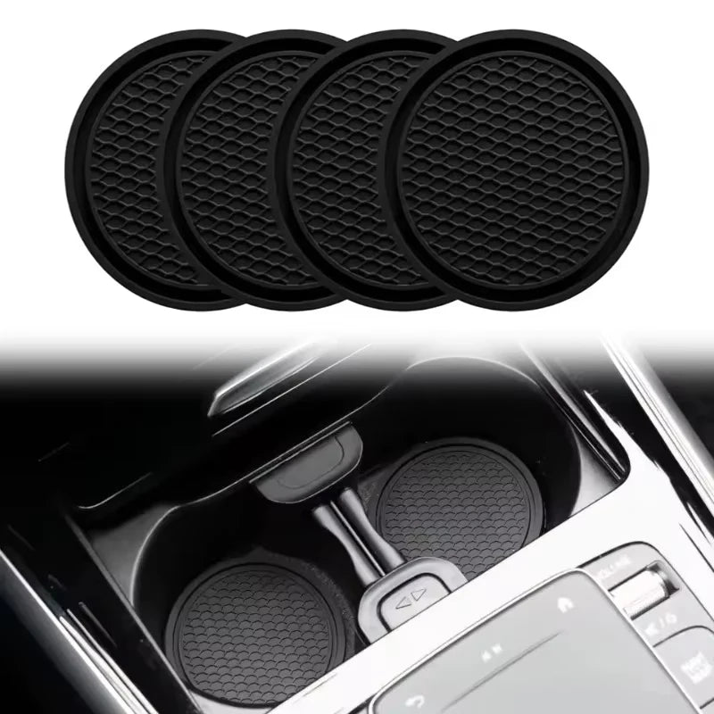 4PCS Car Cup Holder Anti-Slip Silicone Insert Coaster Mat Universal Car Accessories Black Fit For Most Cars