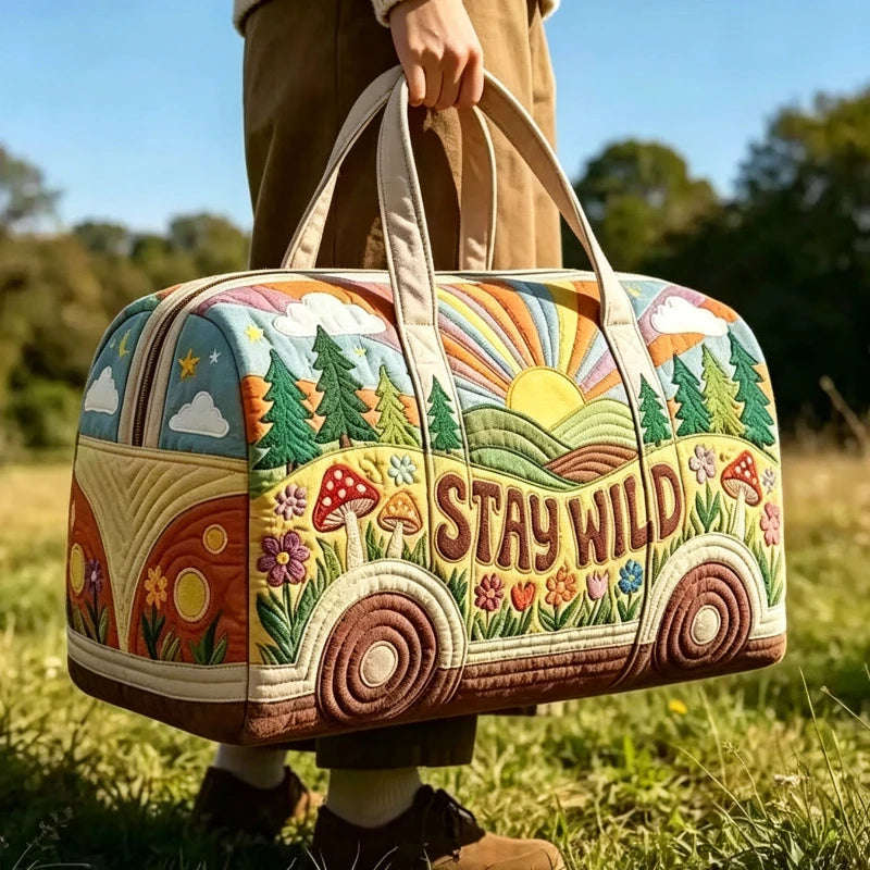 Handle Strap Quilted Duffle Bag 3D Quilting Craft Travel Bags Boho Camping Weekender Overnight Carry on Luggage Handbag Tote