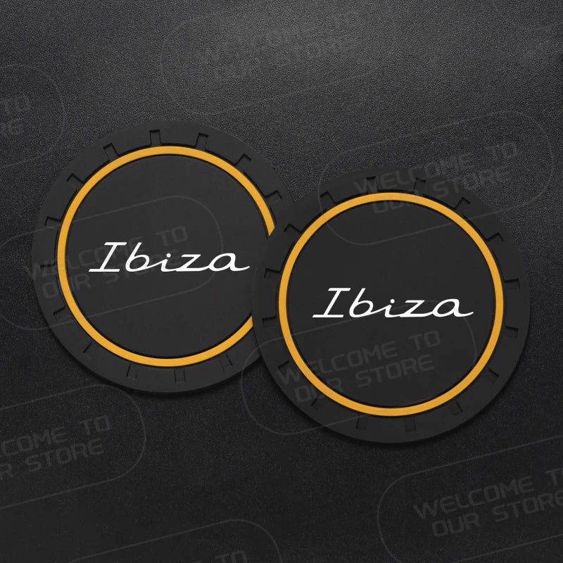Car Silicone Coaster For Ibiza LOGO 6L MK4 FR Line TSI TDI 2Pcs Anti-Slip Water Cup Drink Mat Insert Coaster Pads Accessories