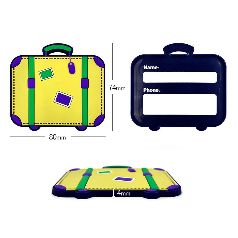 New Creative PVC Luggage Tags Suitcase Tag Cartoon Cute Luggage Tags Checked in Tags Anti Loss Tag Holiday Travel Accessories