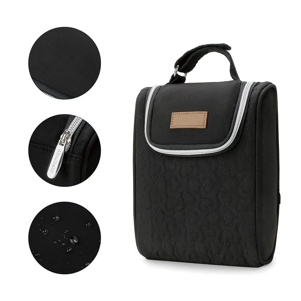 Portable Handheld Expandable Diaper Bag - Multi-Functional Baby Bottle Organizer Bag Black Travel Mom Bag
