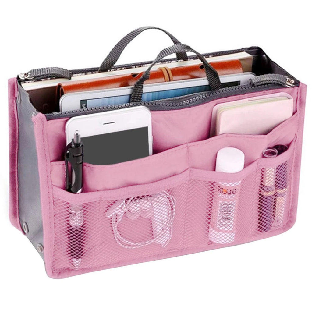Travel Insert Organizer Bag Women Nylon Insert Organizer Handbag Purse Multiple Large Capacity Lady Insert Bag Liner Makeup Tote