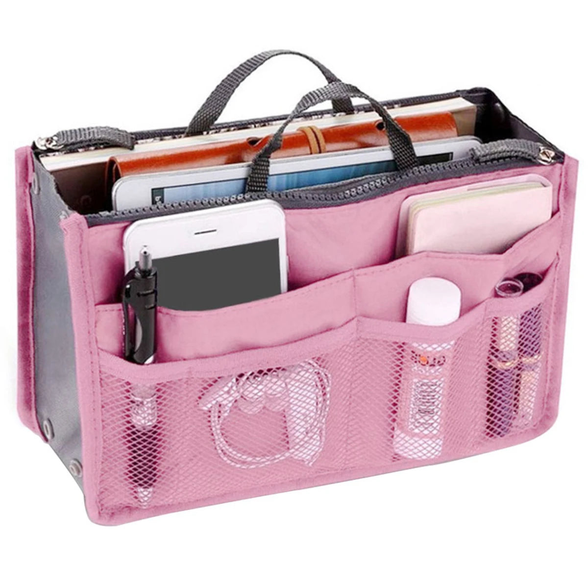 Travel Insert Organizer Bag Women Nylon Insert Organizer Handbag Purse Multiple Large Capacity Lady Insert Bag Liner Makeup Tote