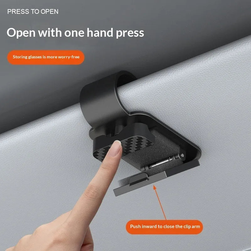 Car Sunglasses Clip Sun Visor Glasses Holder with Card & Ticket Storage Stable Eyeglasses Hanger - Interior Accessory