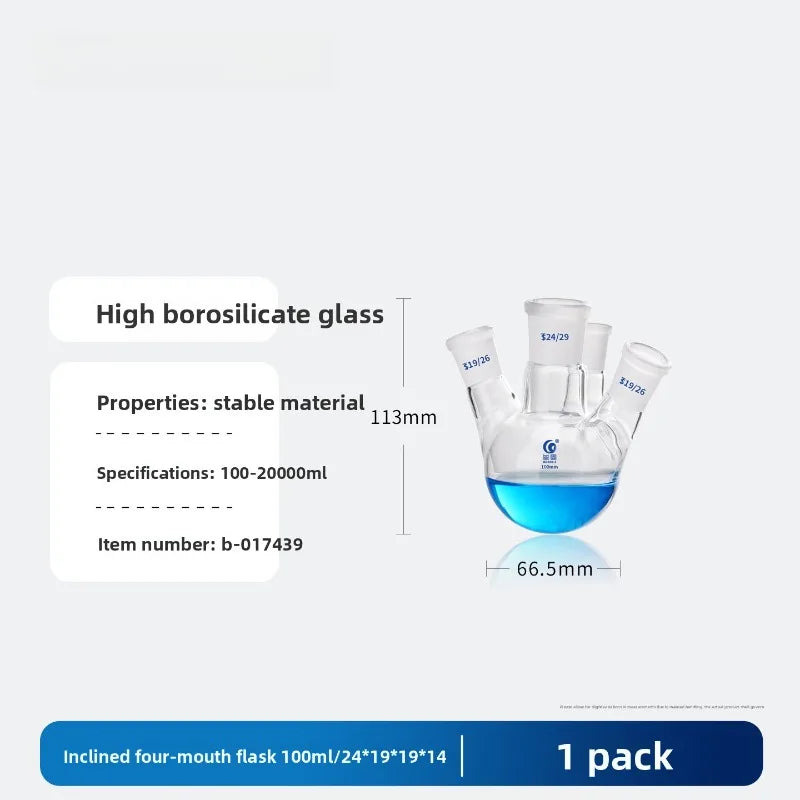 4 Neck Round Bottom Flask 100/150/250/500/1000/2000/5000ml Reaction Bottle Lab Glassware