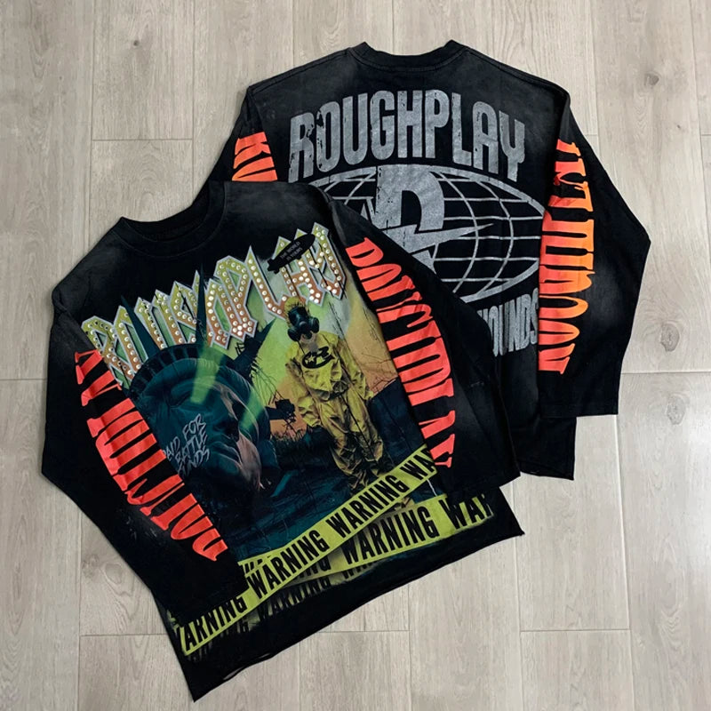 26SS New High Quality Street Lashion Hip Hop Rough Long Sleeved Fall Men's Women's Loose Casual T-Shirt