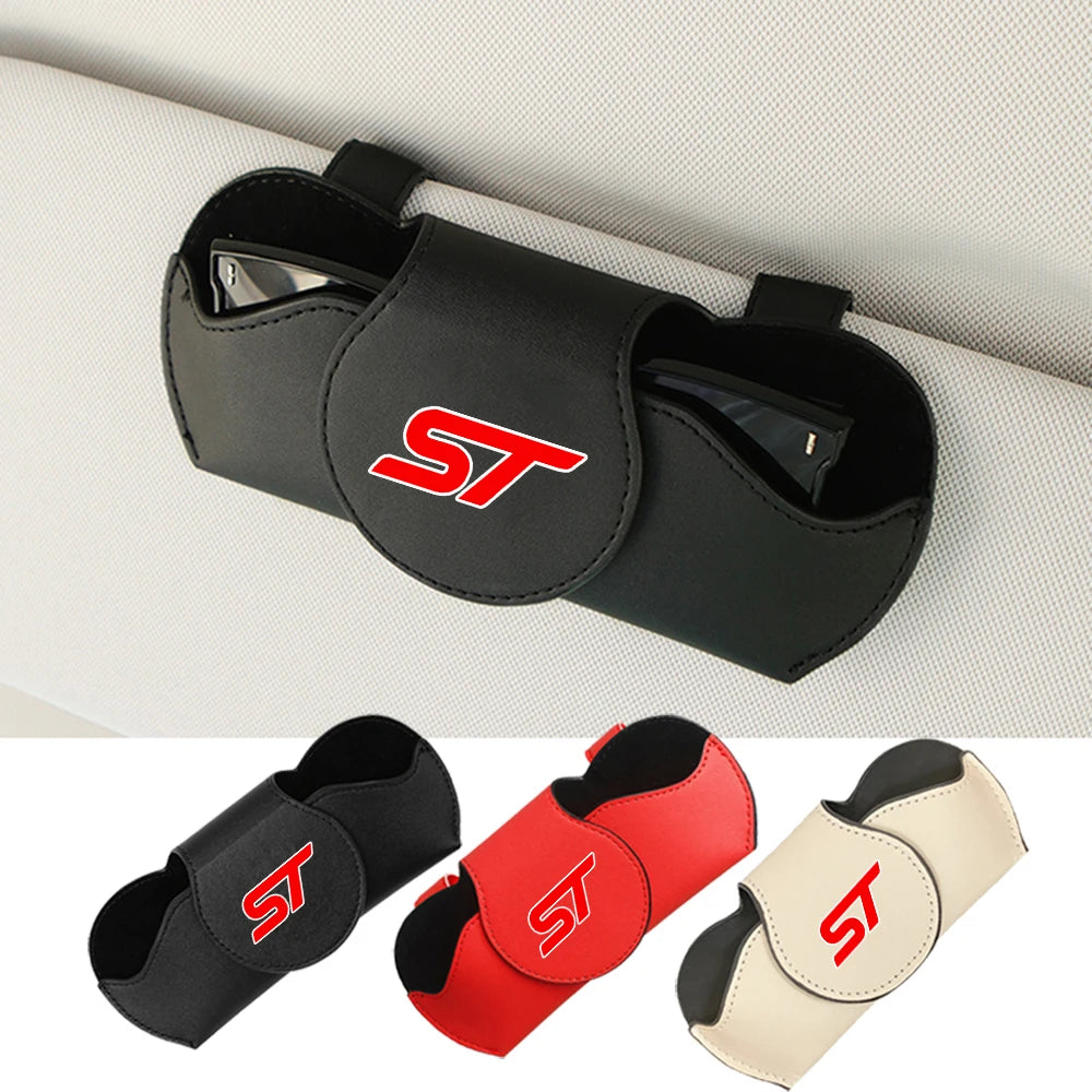 Car Sunglasses Holder Case Sun Visor Glasses Box Clip Eyeglasses Storage for Ford ST Focus Kuga MK3 MK4 Puma Fiesta ST