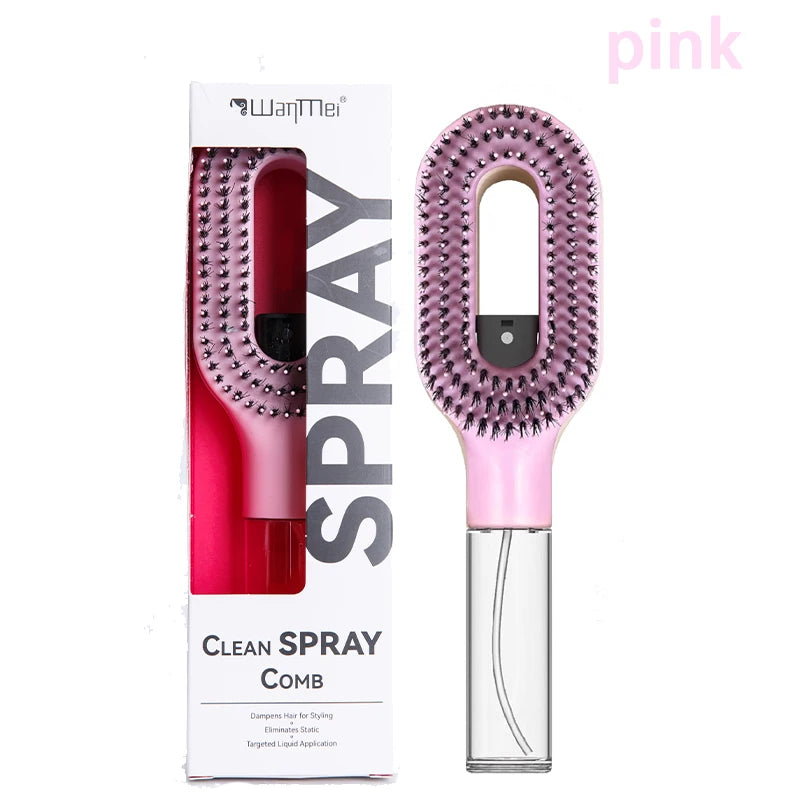 2in1 Spray Hair Brush Detangling Scalp Massage Comb with Water Mist Spray Anti-static Smooth Hair Styling Tool for Home & Travel