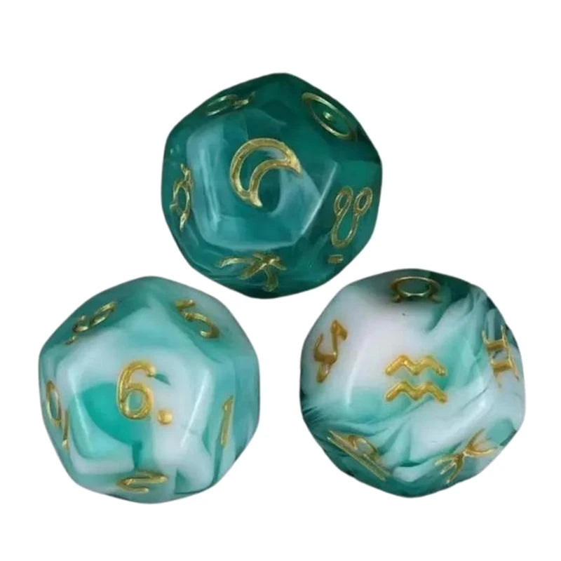3Pcs Astrologys Dices 12-Sided Dices Divinations Tool Tarots Constellations Dices 54DE