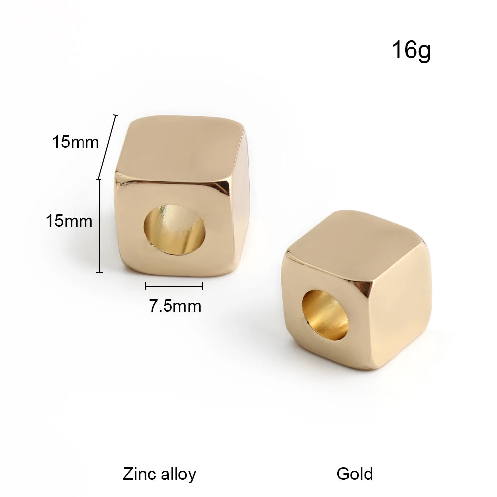 5/50/100PCS 9mm,12mm,15mm Zinc alloy Square Shape Hollow Spacer Beads For DIY Making Bracelet Necklace Chain Gift Decoration