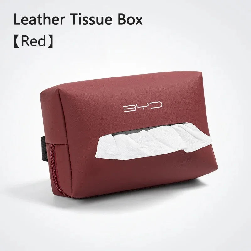 Car PU Leather Tissue Box Gift Set for BYD Seal Dolphin Yuan Plus Seal U Frigate 07 Tang EV Han EV Song Pro Auto Accessories