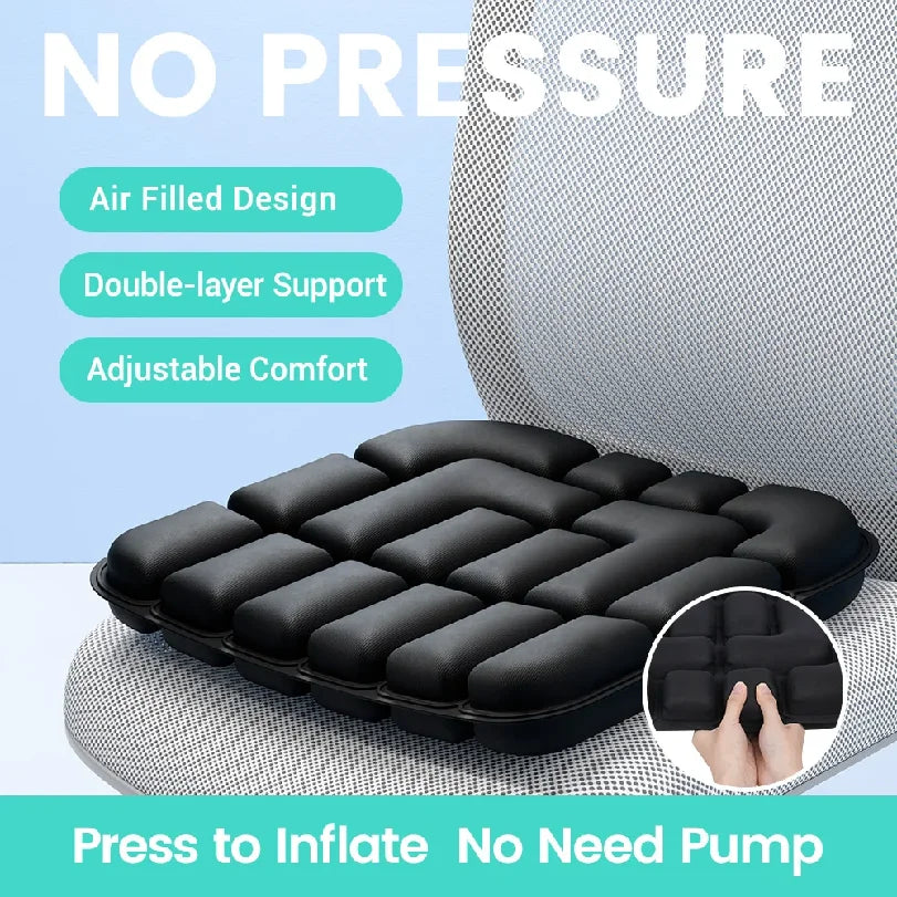 Adjustable Inflatable 3D Pressure Relief Air Cushion Ergonomic Seat Pad For Office Car Wheelchair Long Time Sitting Hip Support