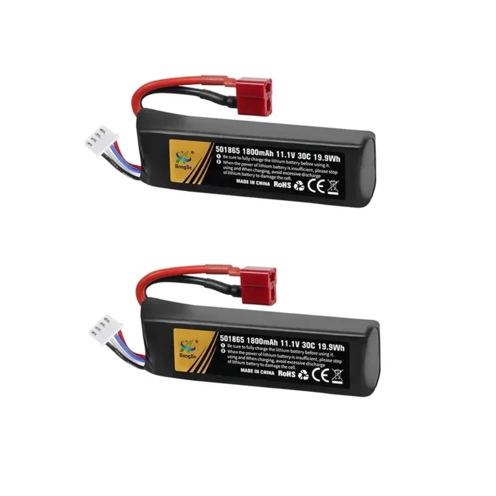 Lithium Polymer Battery 501865 1800mAh 30C T PLUG 11.1V for RC Car Water Gun Mini Paintball Air GunElectric Toy Gun Accessories