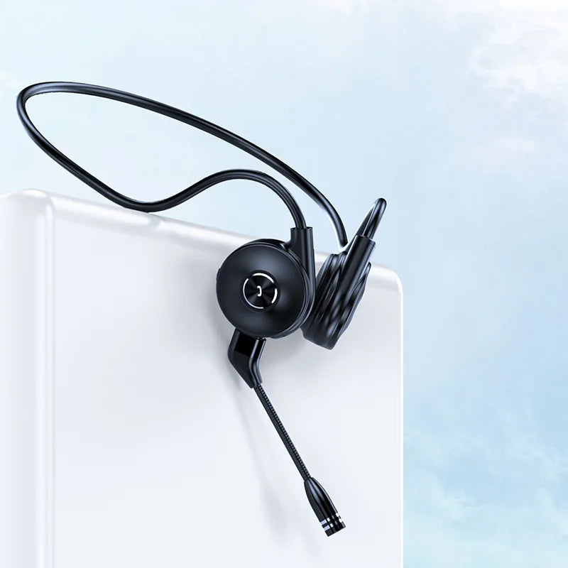 M1 Bone Conduction Bluetooth Earphones with True Stereo Earband Microphone for Running Sports Business Noice Cancelling Mic