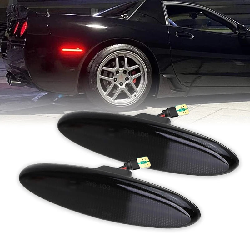 2Pcs LED Side Marker Light Rear Fender Lights Red Signal Lamps for Chevrolet Corvette C5 1997-2004 Coupe Z06 Convertible
