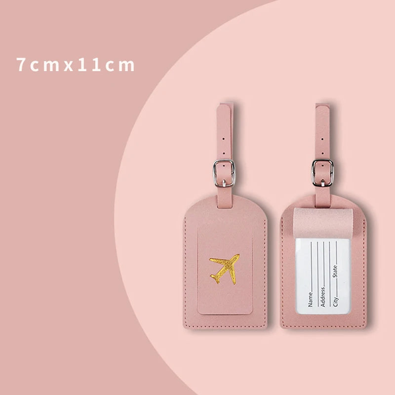 1Pc PU Leather Luggage Tag Travel Suitcase Name ID Label Identifier Bag Tag Travel Accessories
