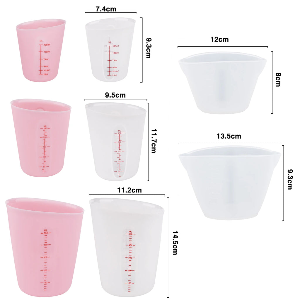 125/250/500ml Silicone Measuring Cup Tools With Scale DIY Gypsum Plaster Epoxy Resin Glue Mixing Cup Tools For Jewelry Making