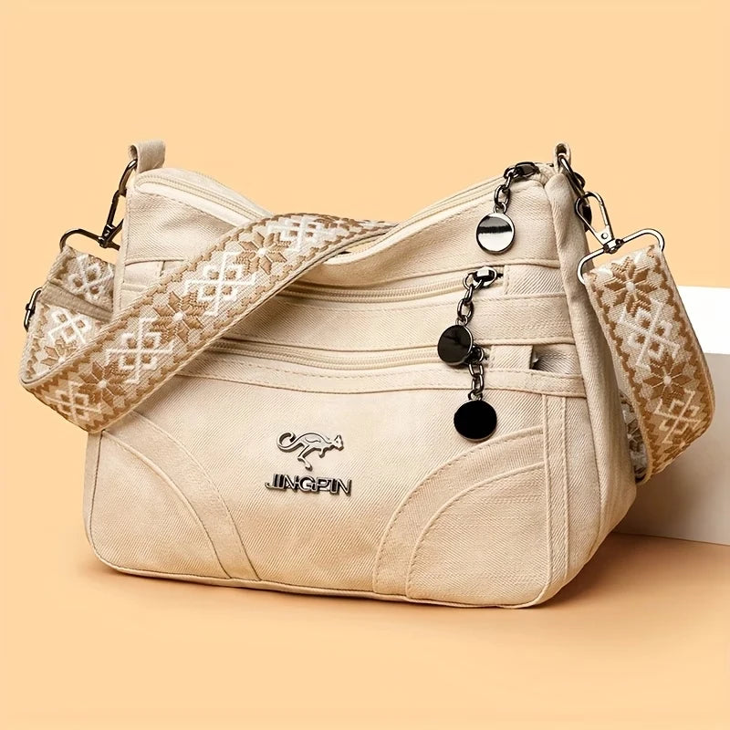 Everyday Versatile Rider Distressed Leather Crossbody Bag Spacious Capacity, Soft Sling for Motorcycle Weekend Short Trips