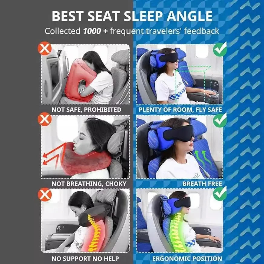 Modal cotton zero pressure blackout 3D sleep eye mask neck pillow, blackout breathable travel neck pillow with eye mask