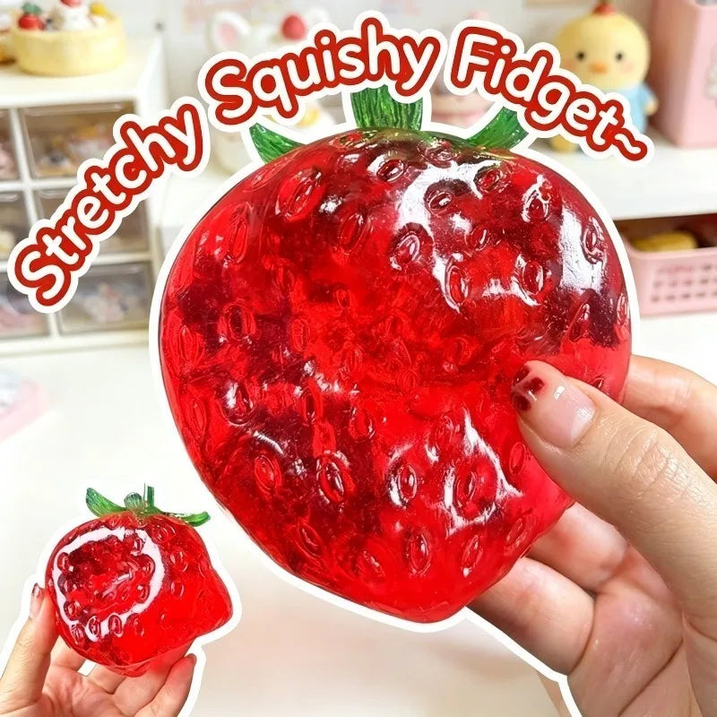 Squishy Coconut Oil Strawberry Stress Ball Toy Creative Strawberry No Rebound Squeeze Fidget Toy ASMR Sensory Stress Relief Toys