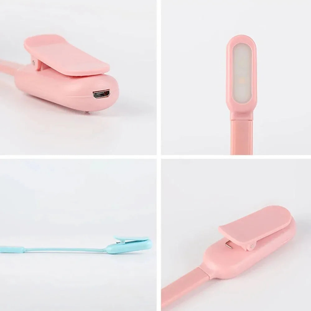 Mini LED Book Night Lamp - 3 Brightness Adjustable USB Rechargeable Clip-On Lamp for Travel, Bedroom, Dormitory, Reading