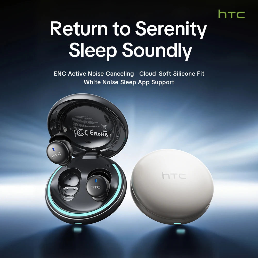 HTC NE92 TWS Earphones Bluetooth 5.4 ANC Active Noise Cancelling ENC HD Call HiFi Stereo Deep Bass with Mic for iPhone Android