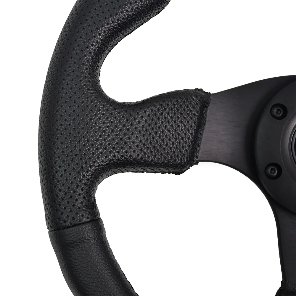 TIYPEOR 330mm PVC Leather Black Classic Steering Wheel 40mm Falt Drift Simulation Steering Wheel for Racing Game