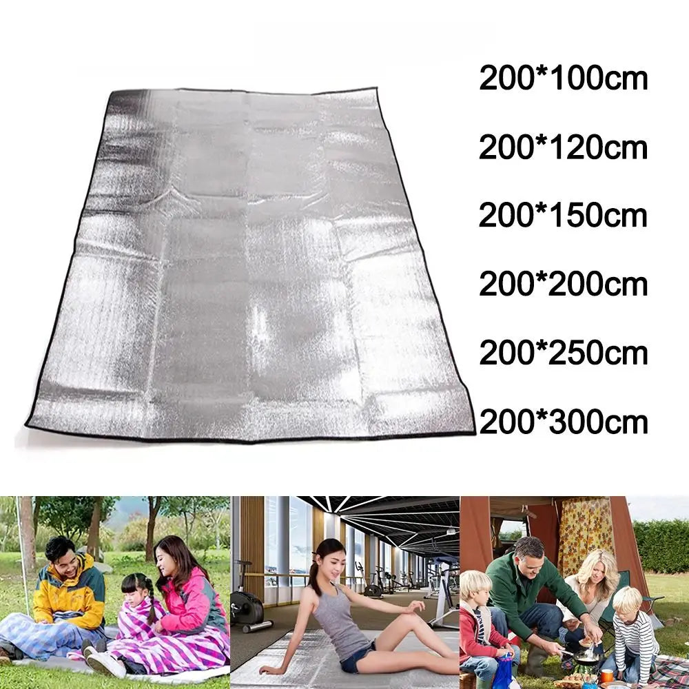 Camping Mat Foam Foil Blanket Aluminum Insulation Foam Foil Mat Sleeping Pad Thermal Outdoor Tent Footprint Reflecting Heat