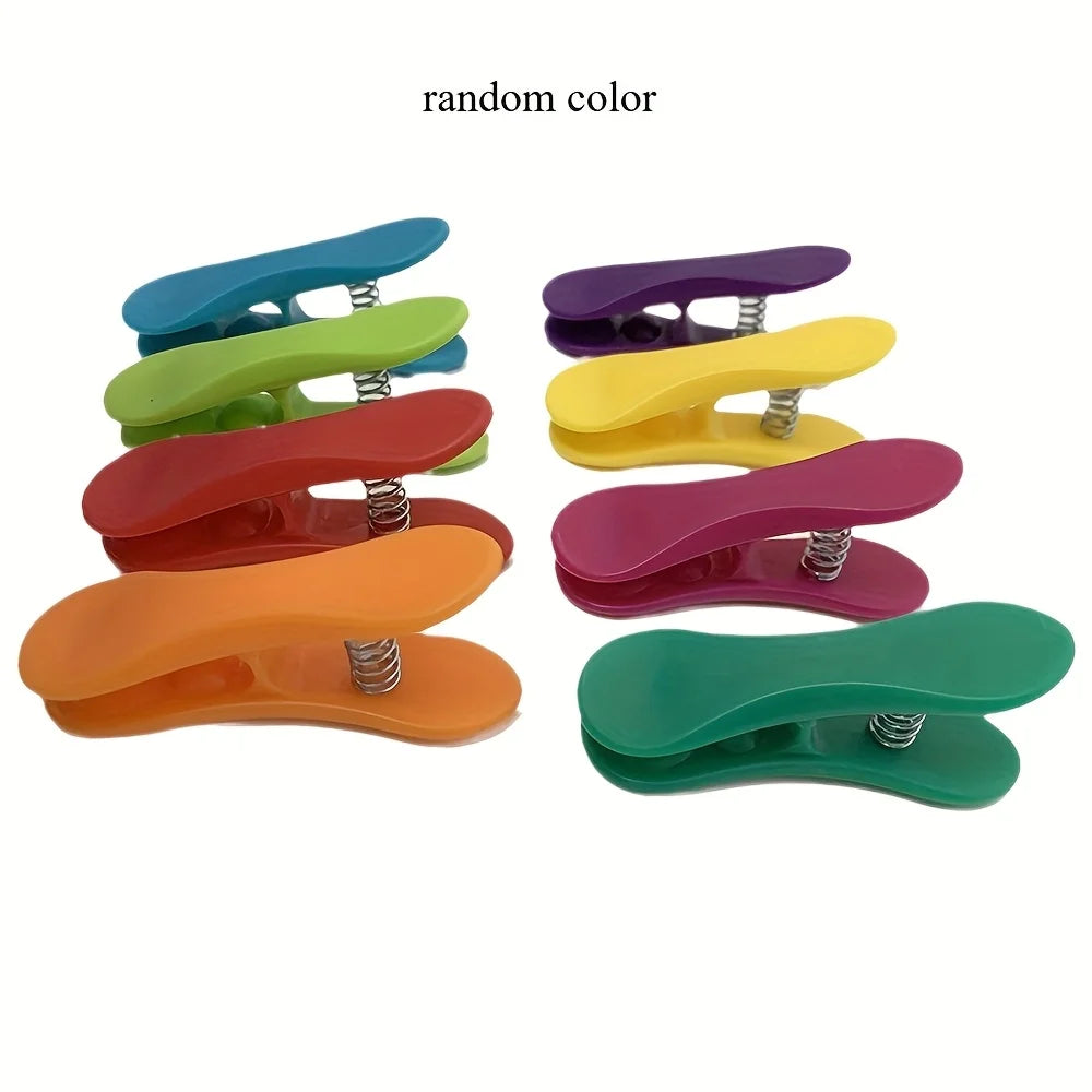 5pcs Stainless Steel and Plastic Rainbow Clips Random Color Set,Suitable for Kitchen, Home Organization.Multifunctional Fixer