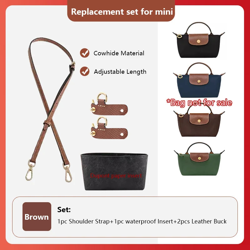 Genuine Leather Bag Shoulder Strap For Longchamp Mini Bag Crossbody Bag Strap Adjustable Bag Belt Bag Replacement Accessories