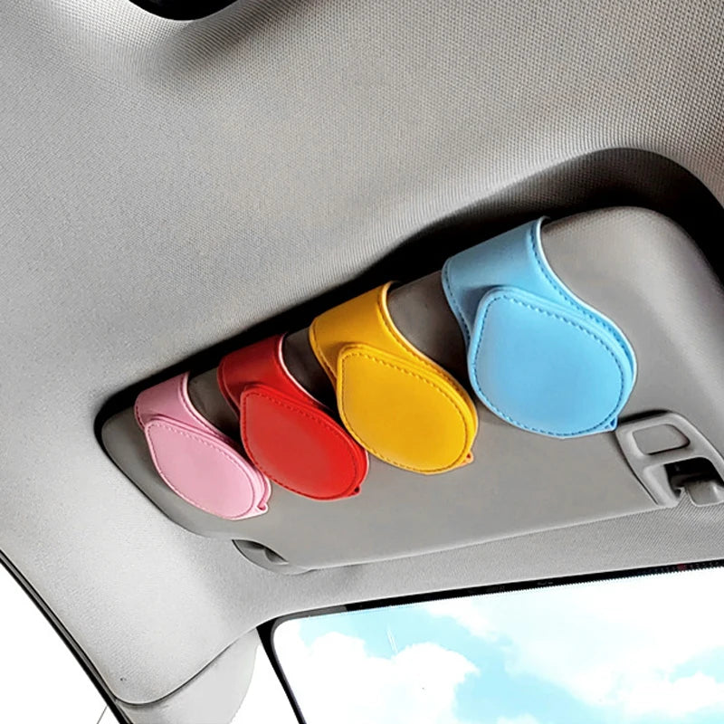 Leather Sunglasses Clip Sun Visor Car Interior Card Ticket Fastener Portable Sunglasses Holder Clips Auto Interior Accessories