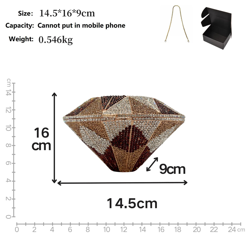 Three-Dimensional Diamond Shape Evening Bag full of Diamond Crystal Bag Ladies Handbag Banquet Women's Bag Luxury Designer Bags