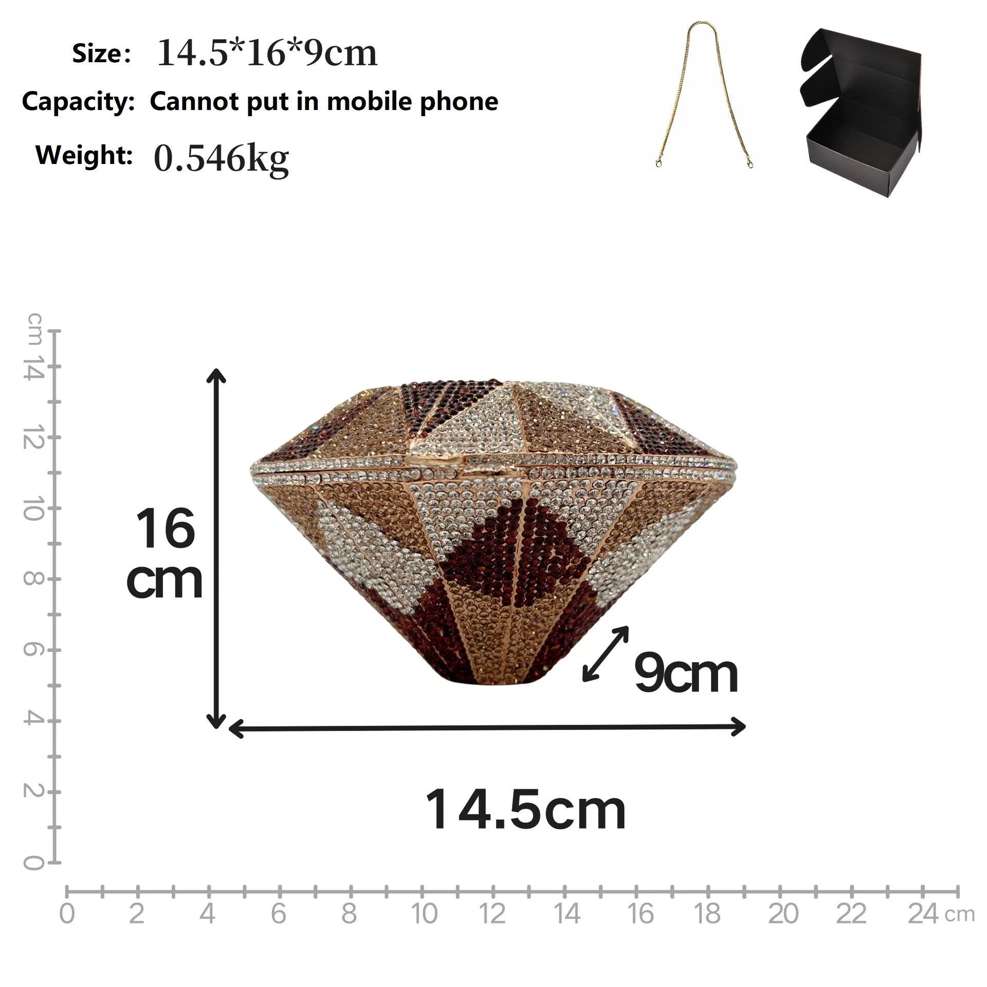 Three-Dimensional Diamond Shape Evening Bag full of Diamond Crystal Bag Ladies Handbag Banquet Women's Bag Luxury Designer Bags