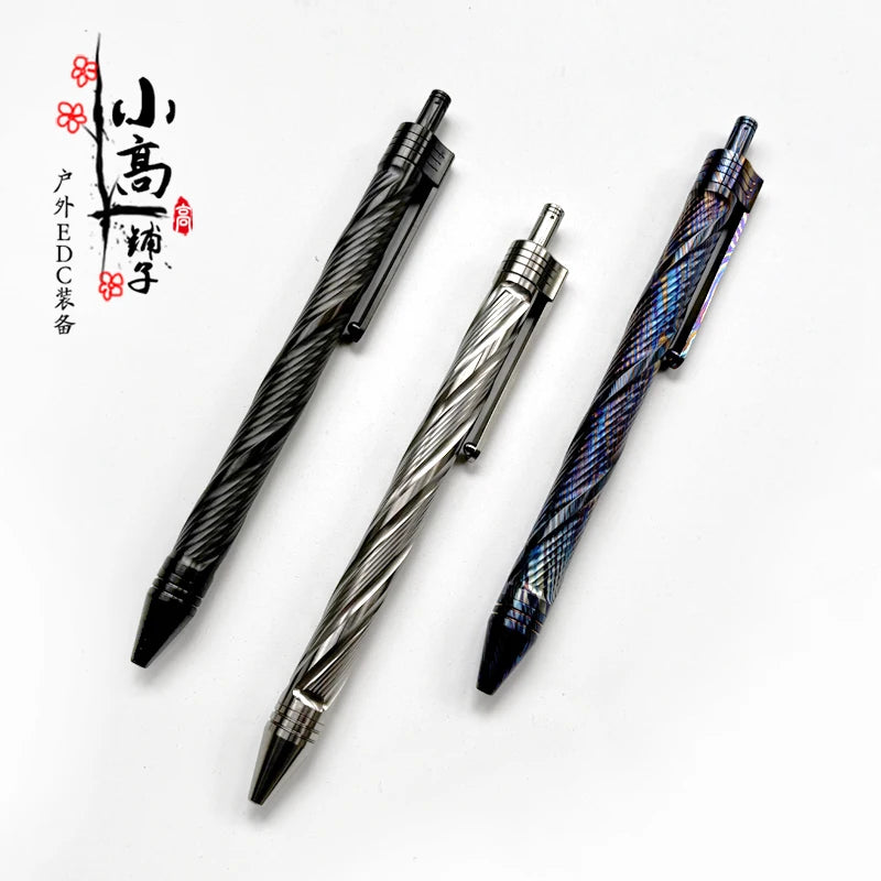 Zirconium Titanium Damascus Click Pen Tactical Pen EDC Portable Signing Premium Business Pen Stationery