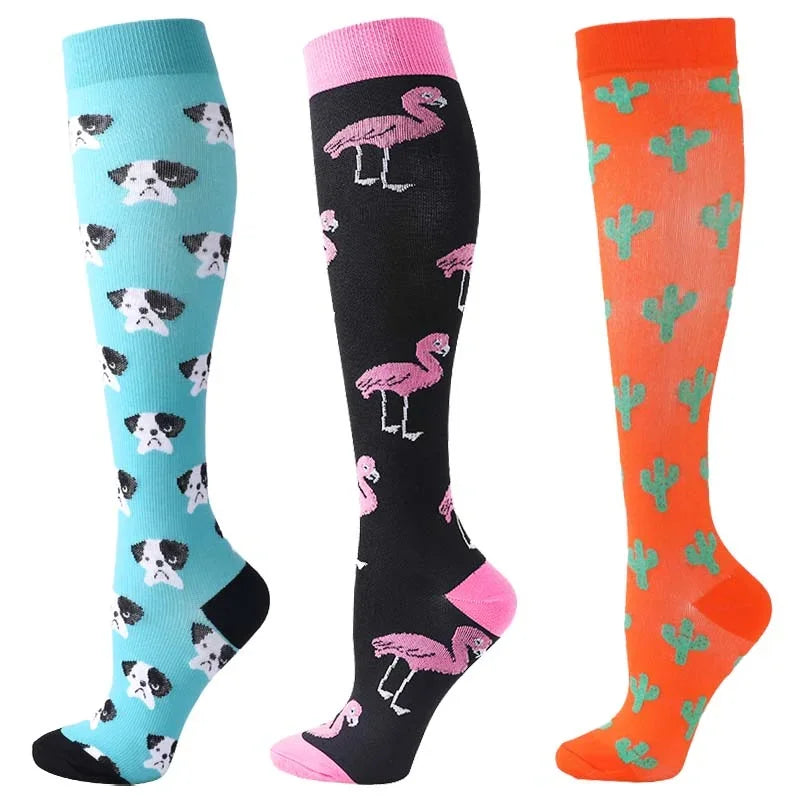 Unisex Compression Socks for Men and Women Medical Diabetes Varicose Veins Sports Socks for Running Cycling Travel Flight Yoga
