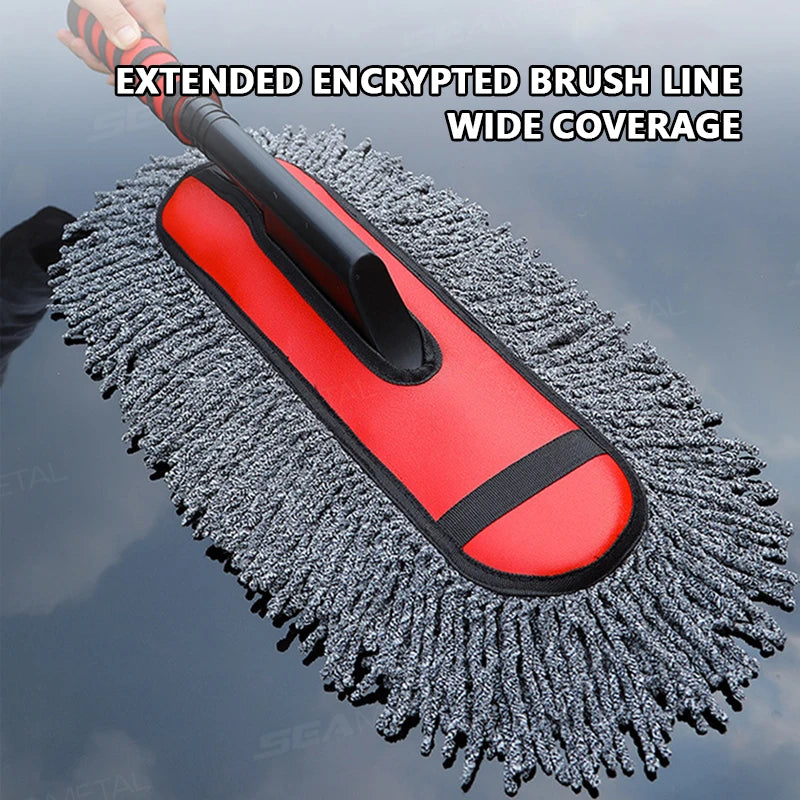 SEAMETAL Car Wash Mop Retractable Handle Dust Remover Wax Brush Microfiber Car Cleaning Kit Soft Hair Duster Brushes Wash Tool