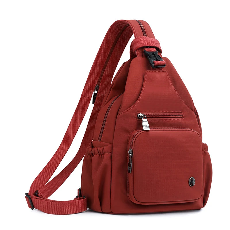 Women's Multifunctional 3-in-1 Shoulder Chest Bag, Convertible Small Backpack & Crossbody Fanny Pack, Lightweight Nylon Purse