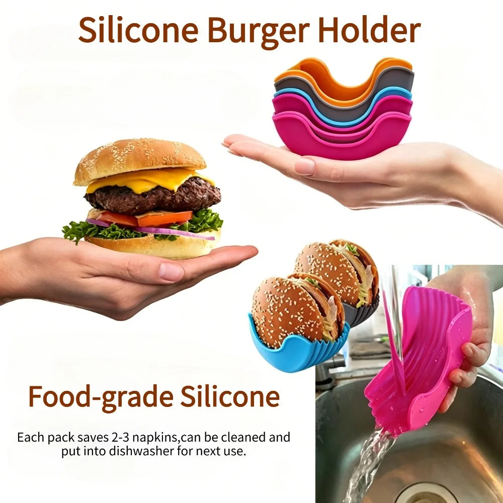 1pcs Hot selling silicone burger clip, no contact and anti drop burger fixing box tray