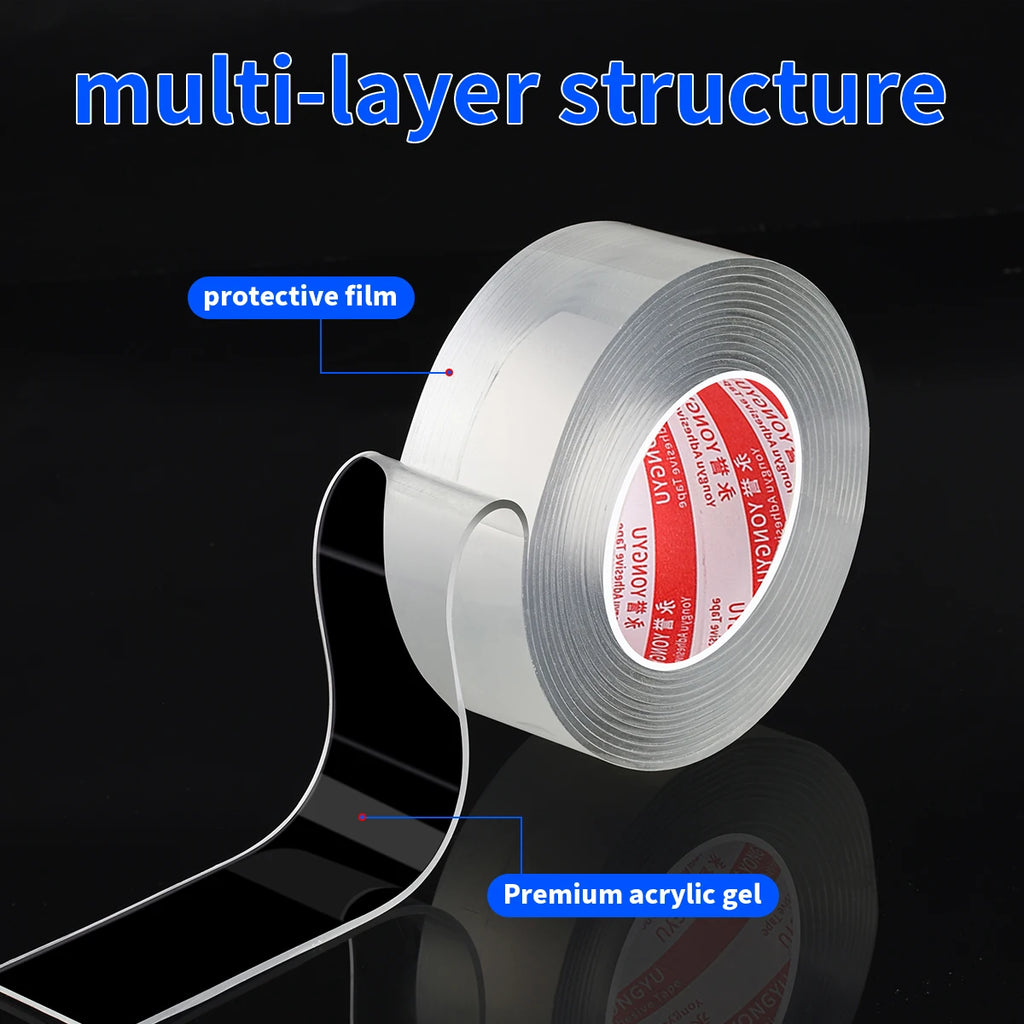 Double Sided Tape Heavy Duty, Nano Double Sided Adhesive Tape, Clear Mounting Tape Picture Hanging Adhesive Strips, Poster Tape