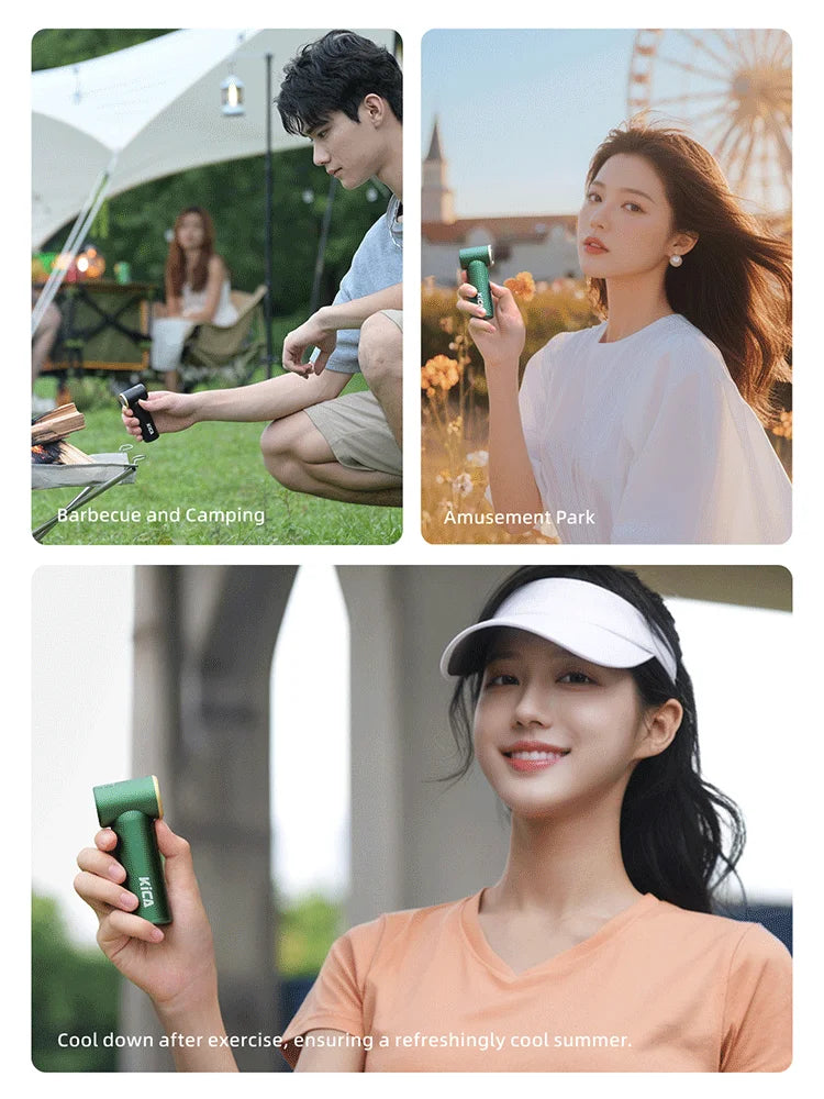 Kica JetFan Mini Personal Handheld Fan 3000mAh, Metal Turbo Fan, Adjustable Speed, Outdoor/Travel/Camping, Up to 14H Work Time