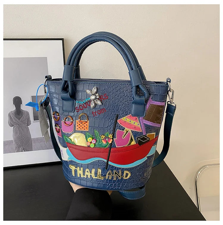 2026 New Large Capacity Commute Stylish Design Crossbody Bags Fashion Zipper Sewing Thread Sweet PU Women's Shoulder Bags