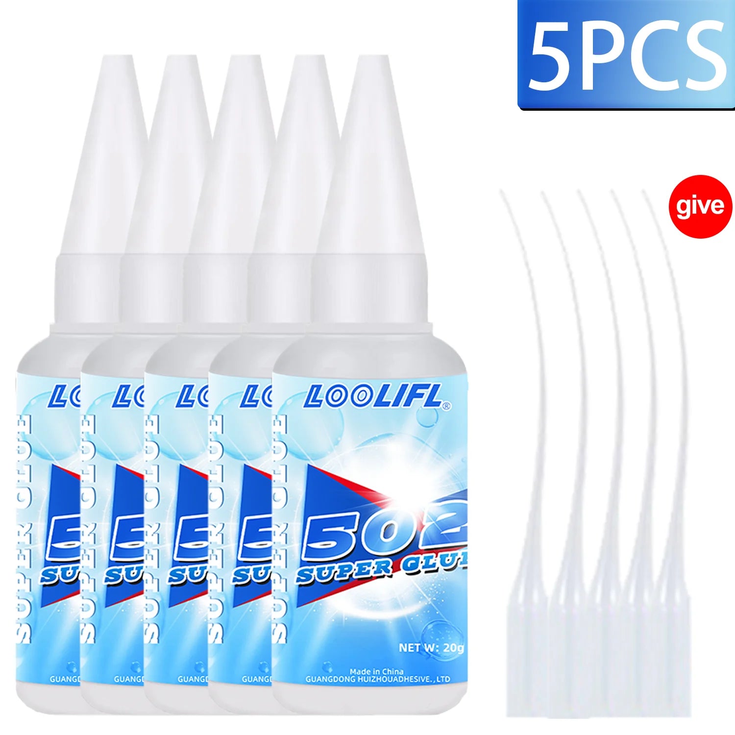 LOOLIFL 1-8pcs 502 Super Glue Instant Quick-drying Cyanoacrylate Adhesive Leather Glass Wood Metal Strong Bond Liquid Glue Tool