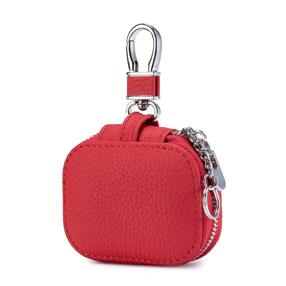 Earbud Carrying Case Small Compatible with PU Leather Earphone Case Protective Storage Pouch Bag with Mesh Pocket & Keychain for