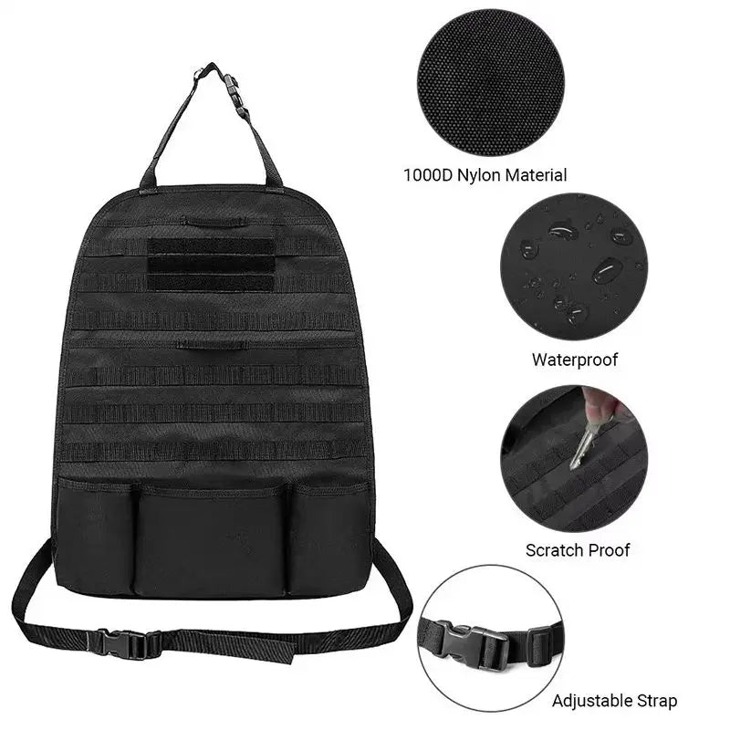 Universal MOLLE Car Seat Back Organizer Panel Vehicle Seat Protector Cover EDC Tool Storage Pouch Hunting Travel Car Accessories