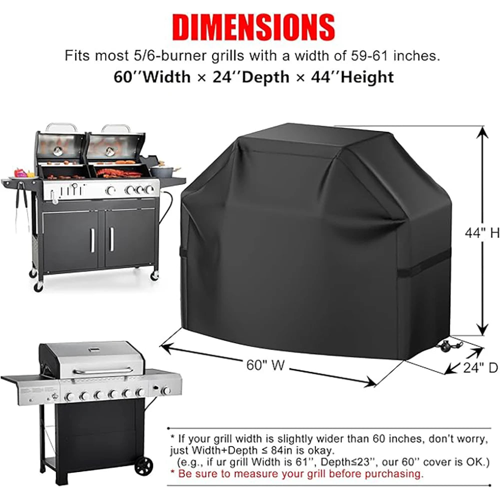 Gas Grill Cover 22-72 Inch, Waterproof Anti-UV Fade Resistant BBQ Cover, Hook-and-Loop Straps for Most Grills