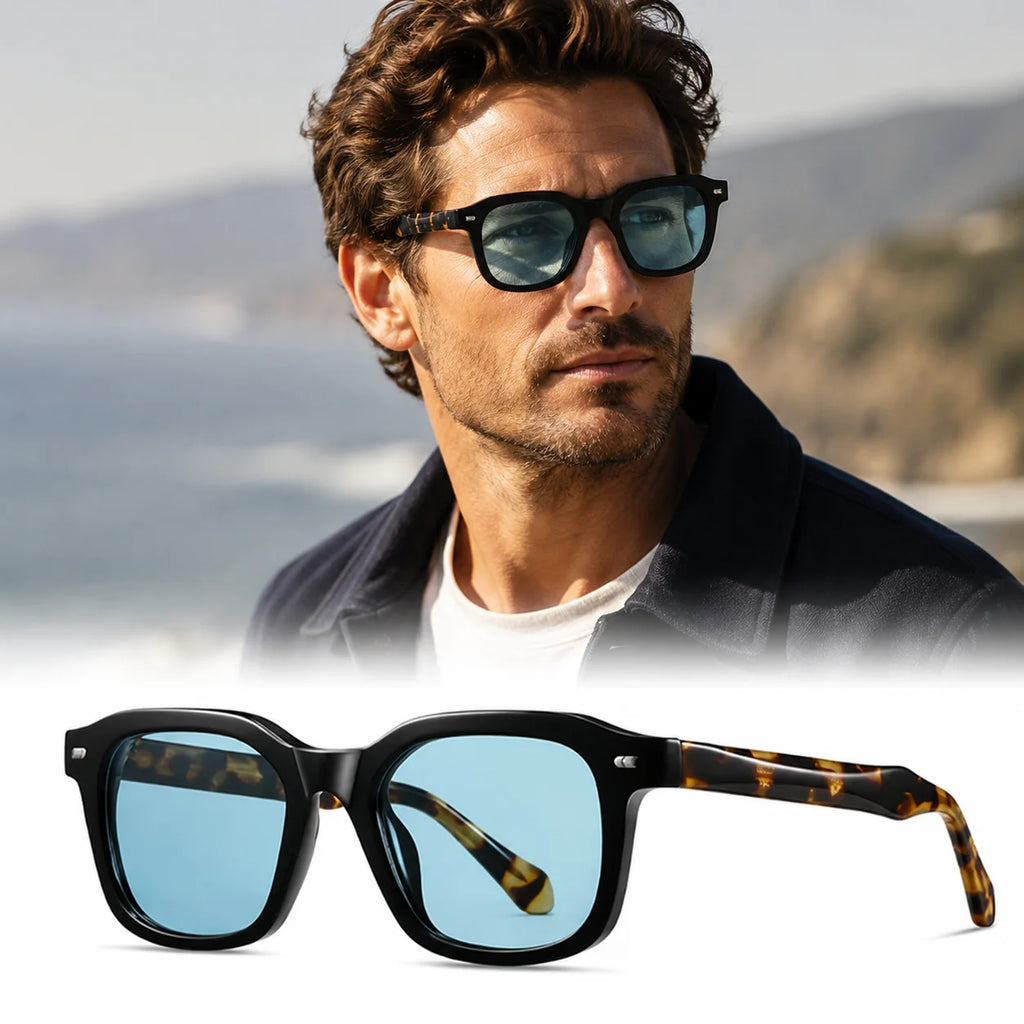 Square Frame Full Rim Sunglasses Men Vintage Street Style UV400 Protection Trendy Designer Eyewear Retro Fashion Sun Glasses