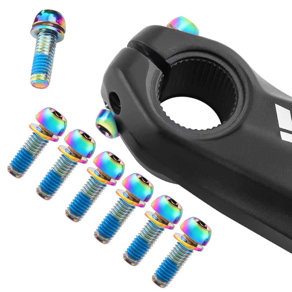 6Pcs M6x17mm Bike Crank Caliper Handlebar Stem Fixing Screws with Washer Bike Disc Brake Clamp Bolts Bicycles Riding Accessories