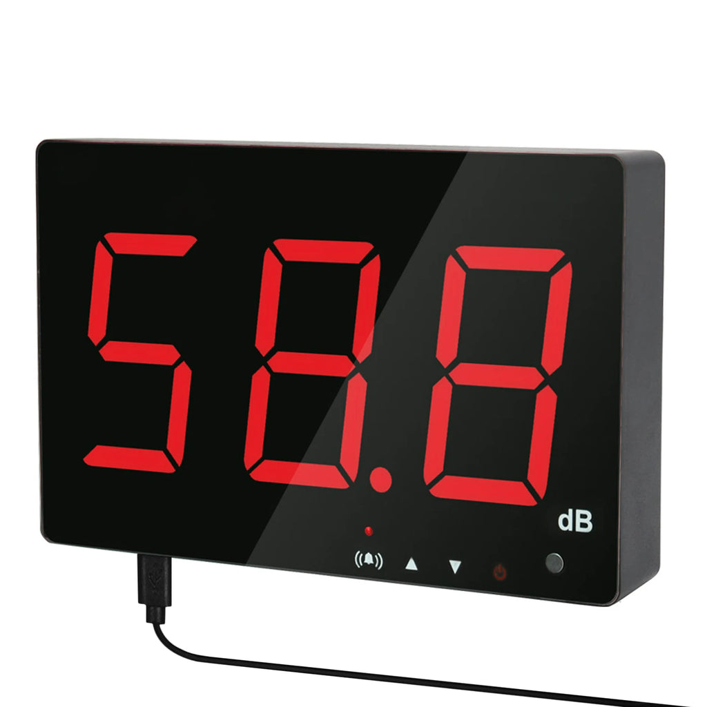 Digital Decibel Meter - Wall-Mounted Noise Level Tester (30-130dB) with Alarm & Large Red LCD Display for Home, Factory