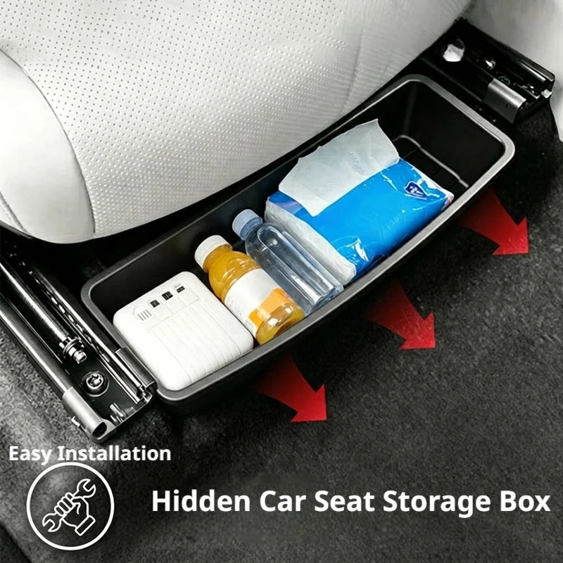 Under Seat Storage Box Universal Car Seat Bottom Organizer Box Removable Storage Box Gadget Case Universal Accessories