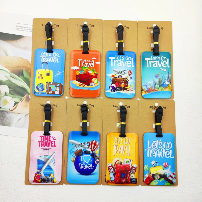 Let's Travel Luggage Label Men Travel Luggage Tag Boys Suitcase ID Address Holder Baggage Boarding Portable Suitcase Ticket